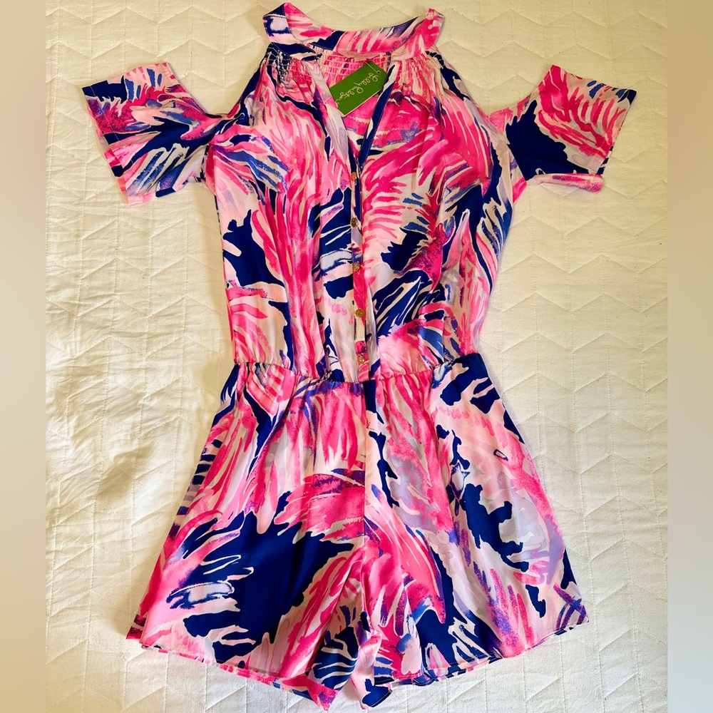 Lilly Pulitzer Pink and Blue Patterned Romper